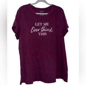 Torrid Women's Short Sleeve Tee - Let me overthink this, Size: 3